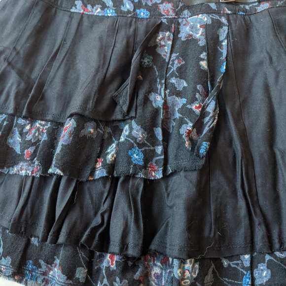 Free People Vintage Black Floral Large Mini Skirt - Picture 4 of 8